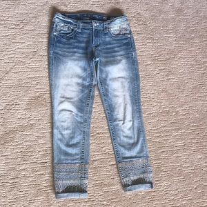 Boho Style Miss Me Cuffed Skinny Ankle Jeans